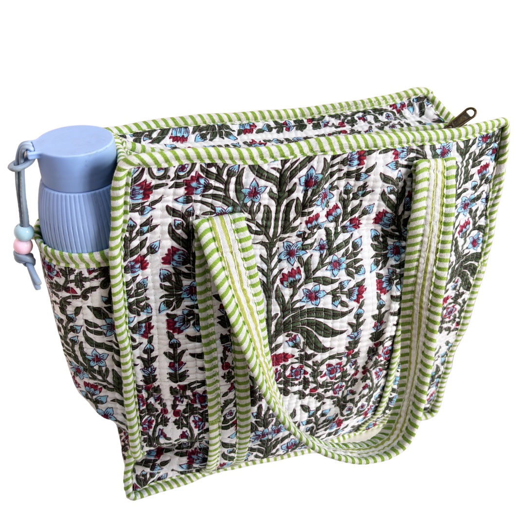 RajPadmini Handcrafted Quilted Cotton Ghar Se Mandir Edition - Tiffin & Pooja Carrier Collection