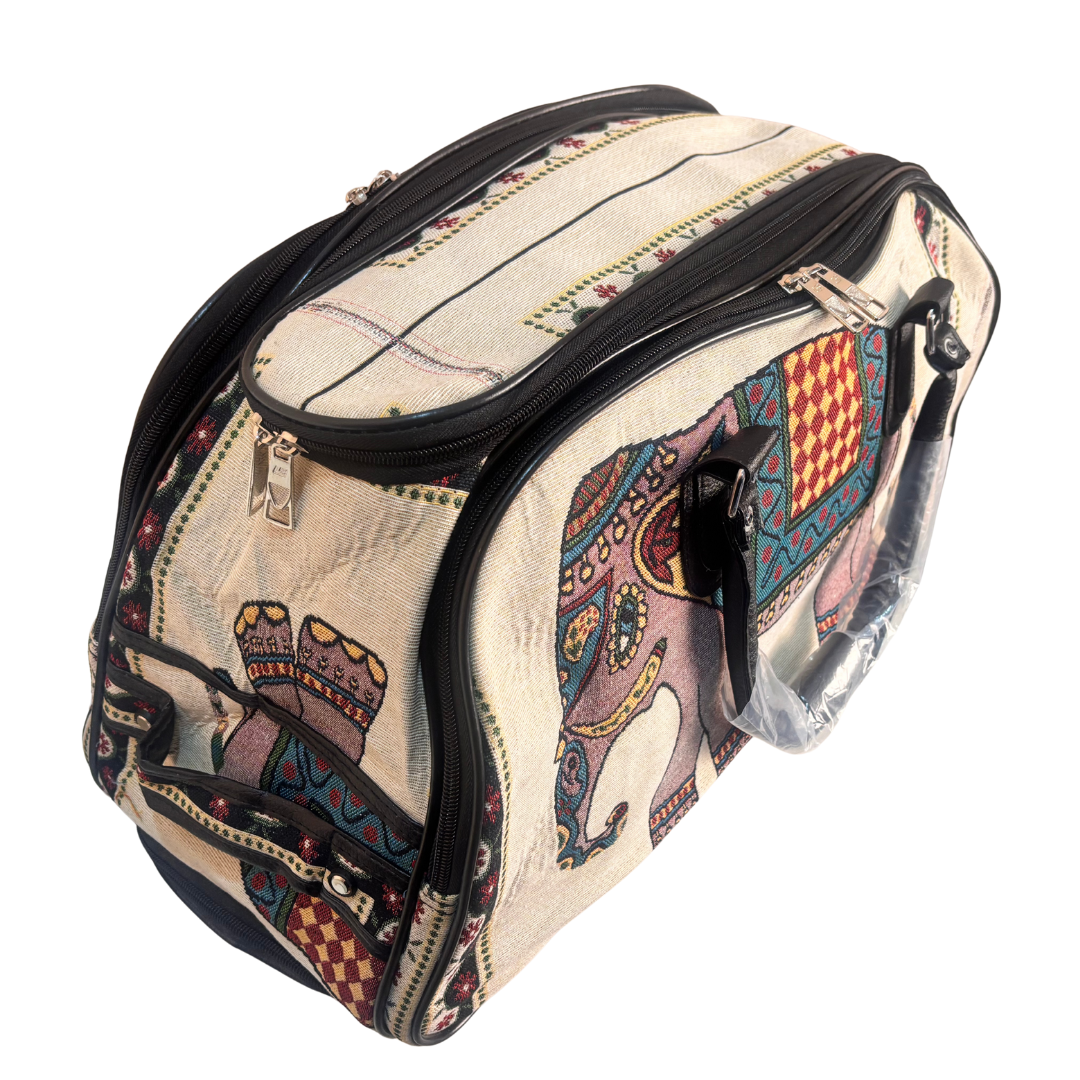 The House of RajPadmini Road Warrior Edition:- Waterproof Elephant Print Wheeled Travel Duffle Trolley Bag