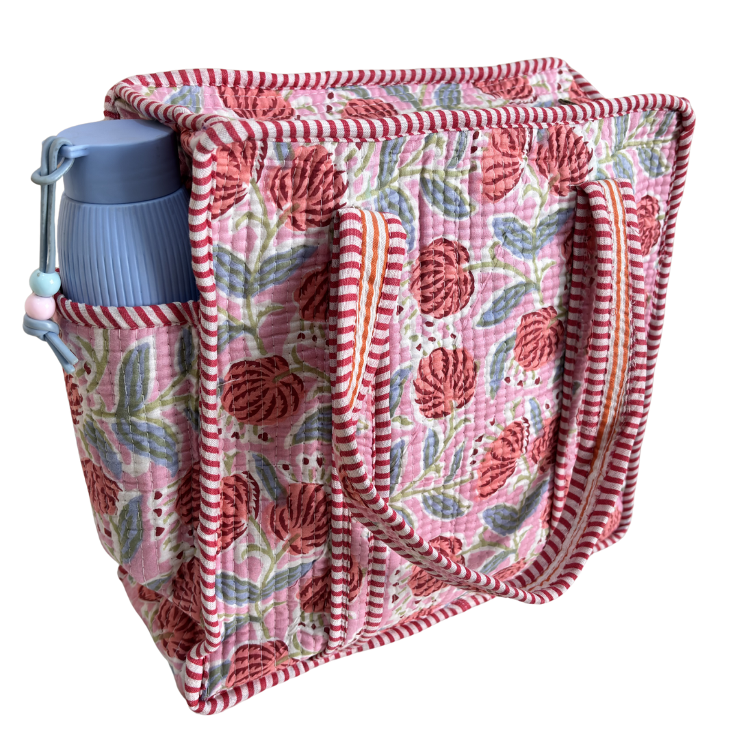 RajPadmini Handcrafted Quilted Cotton Ghar Se Mandir Edition - Tiffin & Pooja Carrier Collection