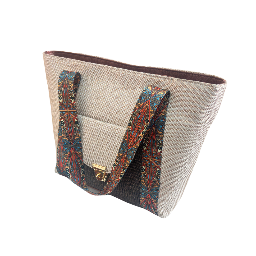 The Classy Boardroom Edition:- White Jute Tote Bag - The House of RajPadmini