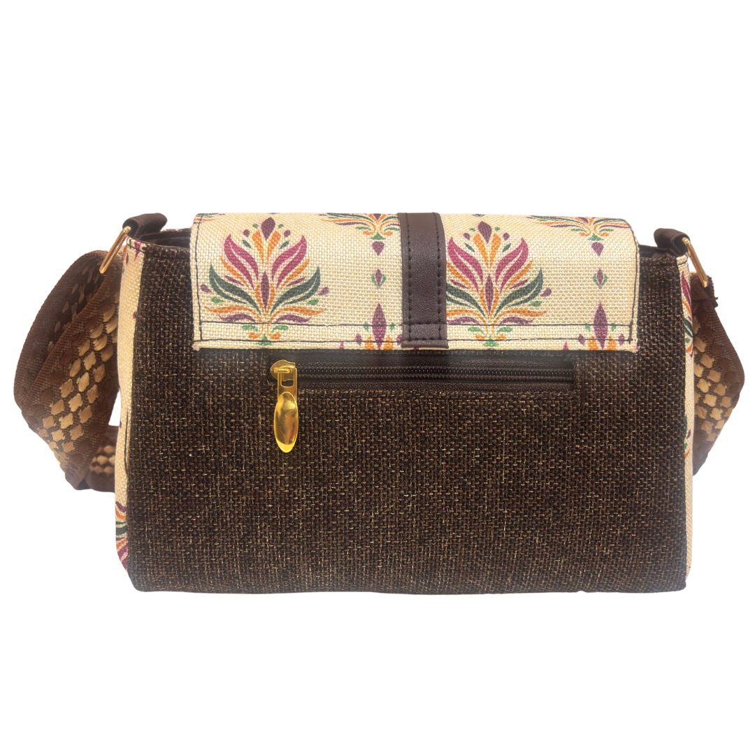 The House of RajPadmini Phulkari Haveli Edition | Heritage Floral Patchwork Sling Bag with Double Partition