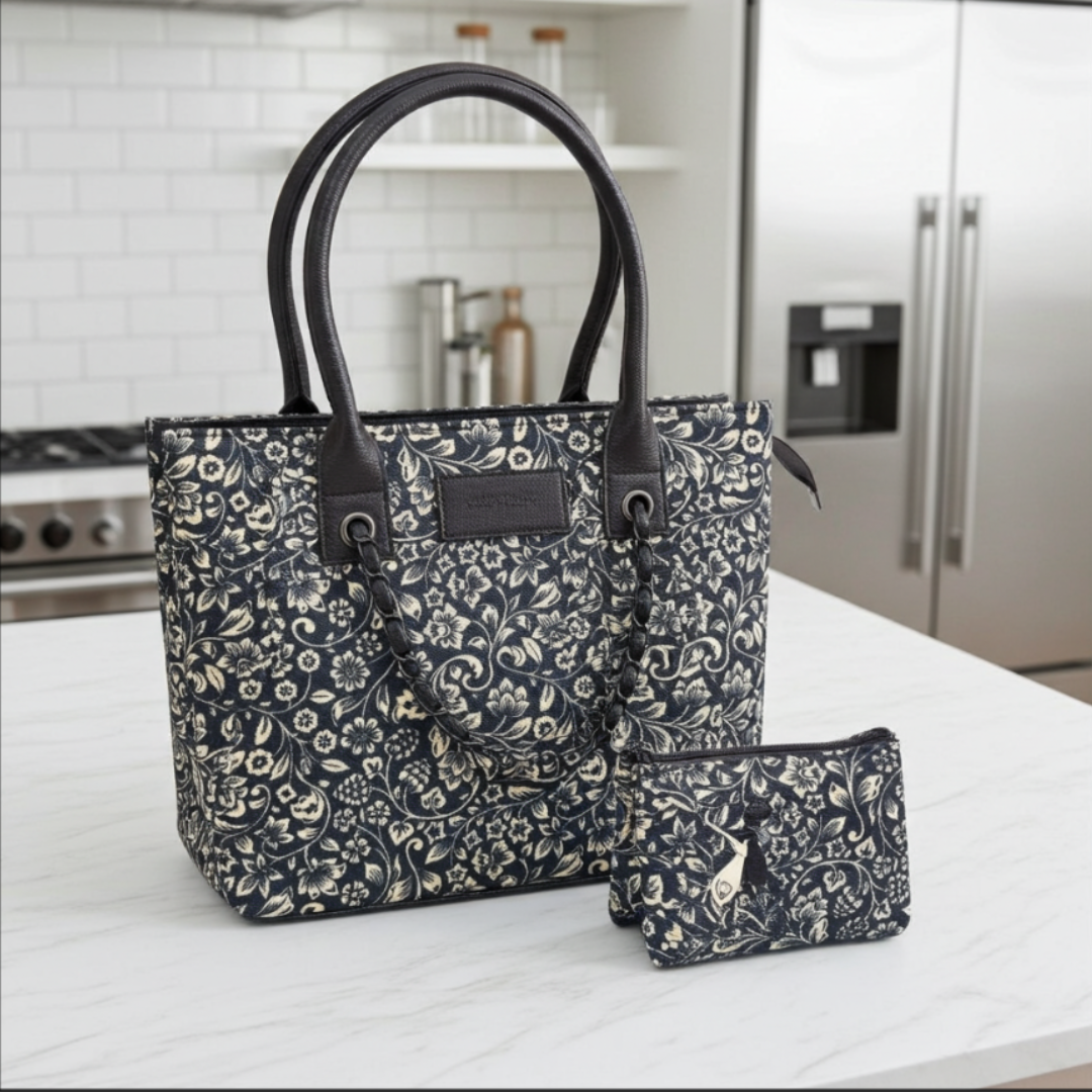 The House of RajPadmini Printed Tote Bag Set with Complementary Pouch