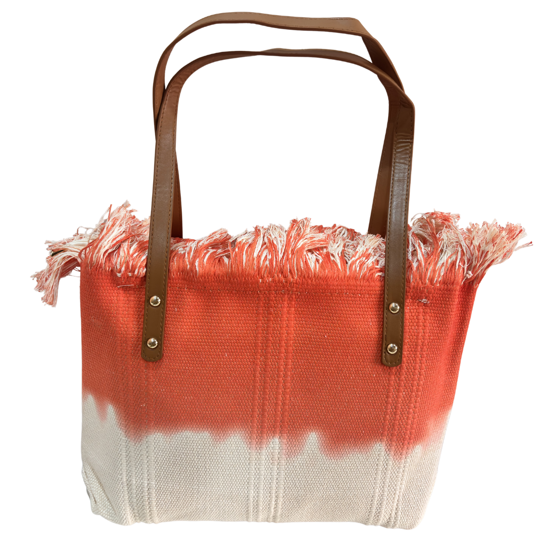 Vibrant Summer Canvas Tote Bag — Handcrafted Cotton Canvas in Orange, Yellow & Purple | The House of RajPadmini