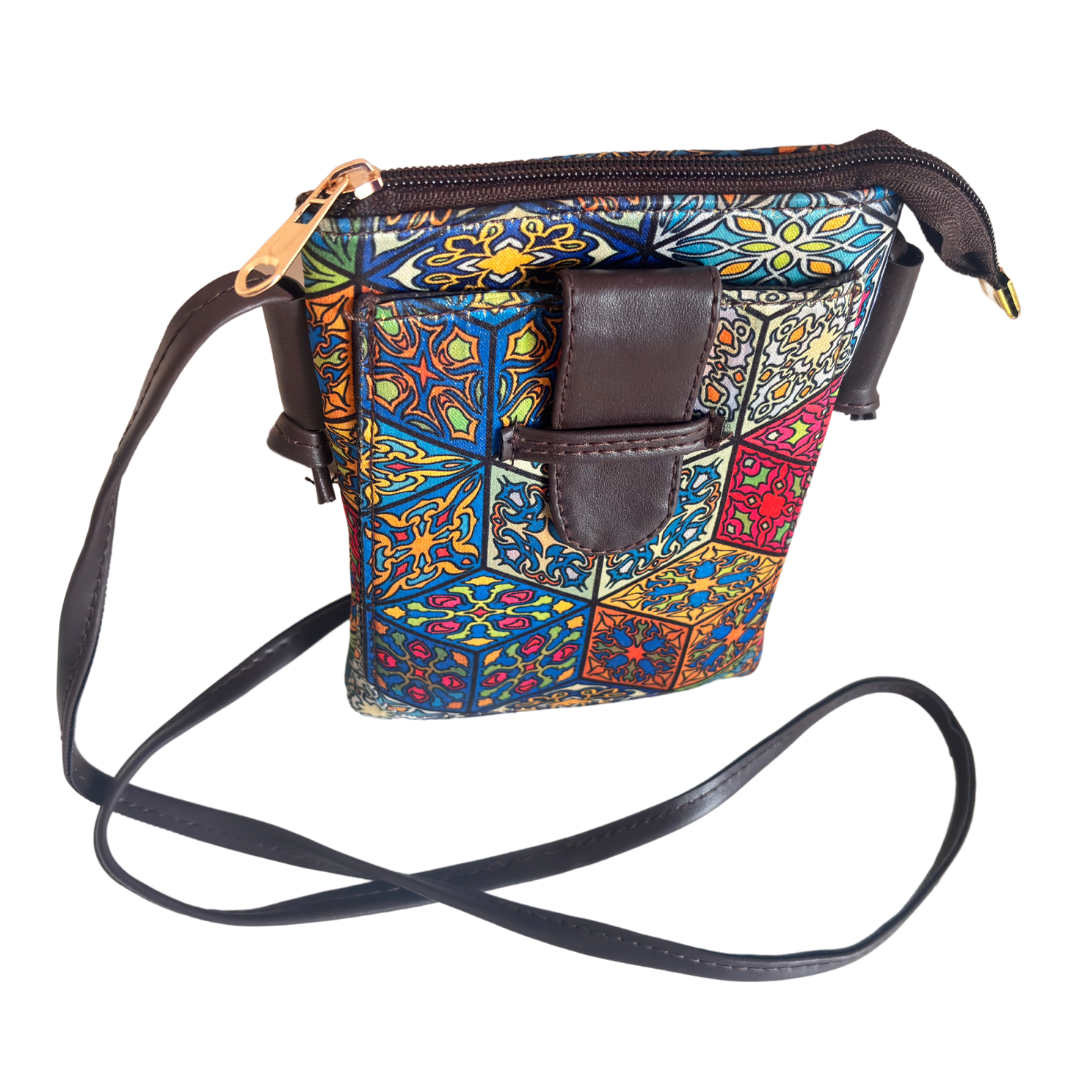 The DoorSanchaar Edition:- Women's Multicolor Printed Mobile Sling Bag - The House of RajPadmini