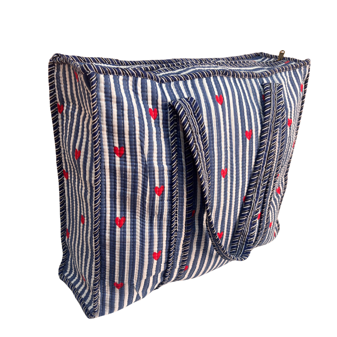 Quilted Cotton Shopping Tote Bag – Block Print, Handcrafted | The House of RajPadmini