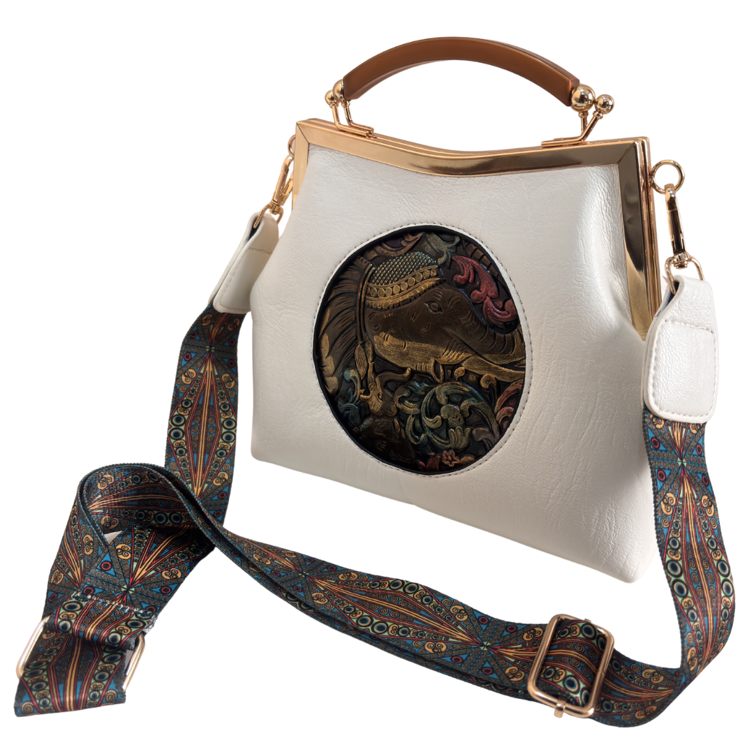 Metal Elephant Satchel Bag for Women | Handcrafted Sling Handbag with Top Handle | Ethnic & Festive | The House of RajPadmini
