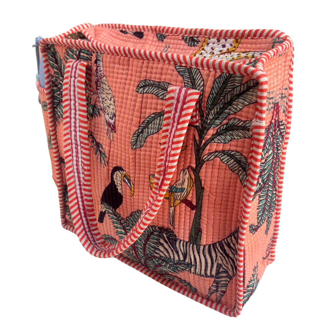 RajPadmini Handcrafted Quilted Cotton Ghar Se Mandir Edition - Tiffin & Pooja Carrier Collection