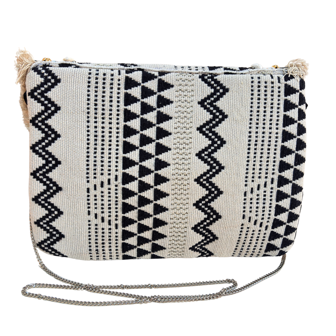 Boho Chic Cotton Crossbody Clutch and Convertible Sling