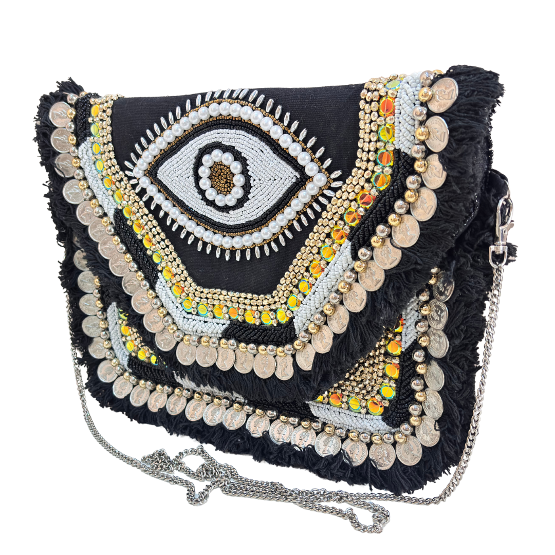 Boho Chic Cotton Crossbody Clutch and Convertible Sling