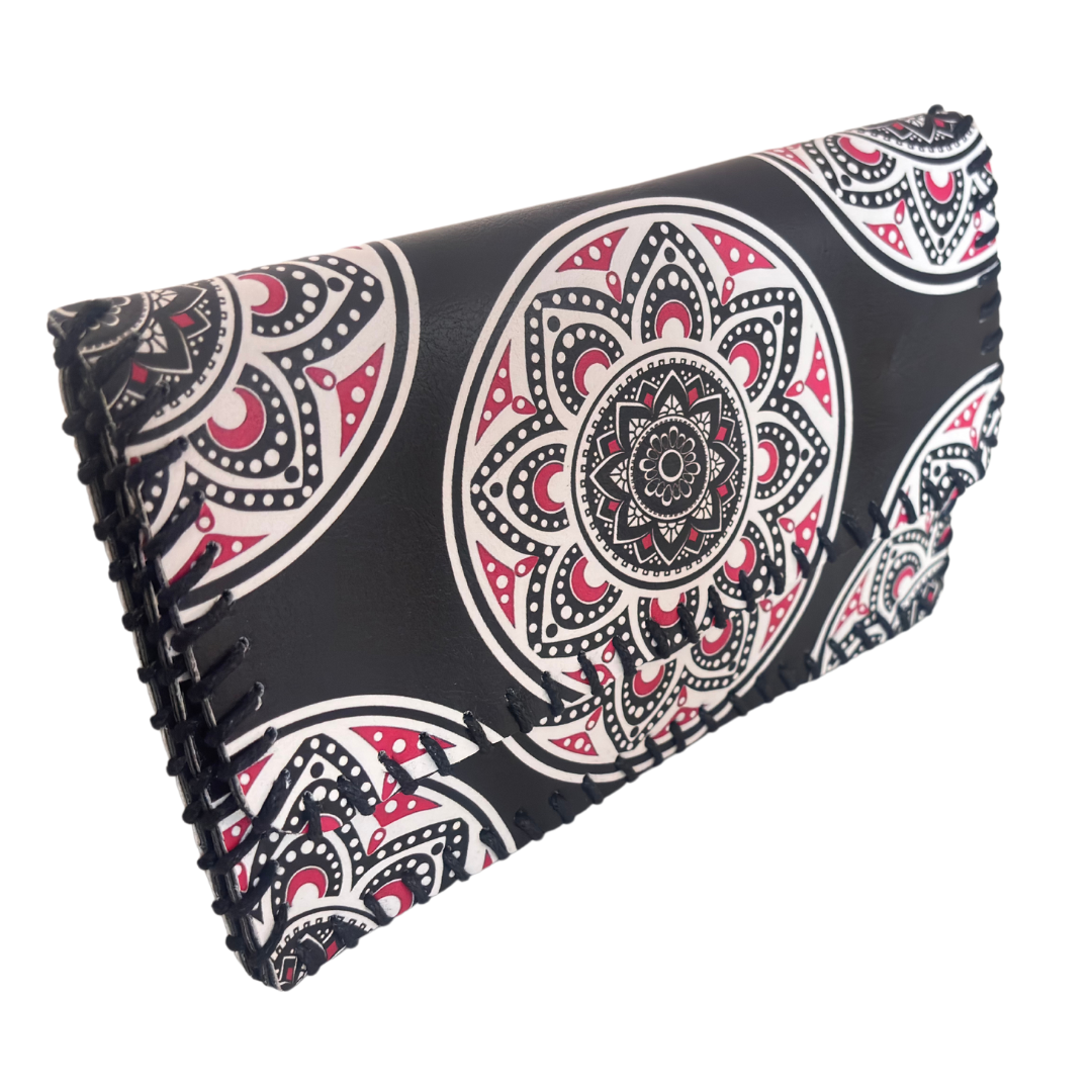 The Virasat Edition:- Black Ethnic Print Wallet & Convertible Sling