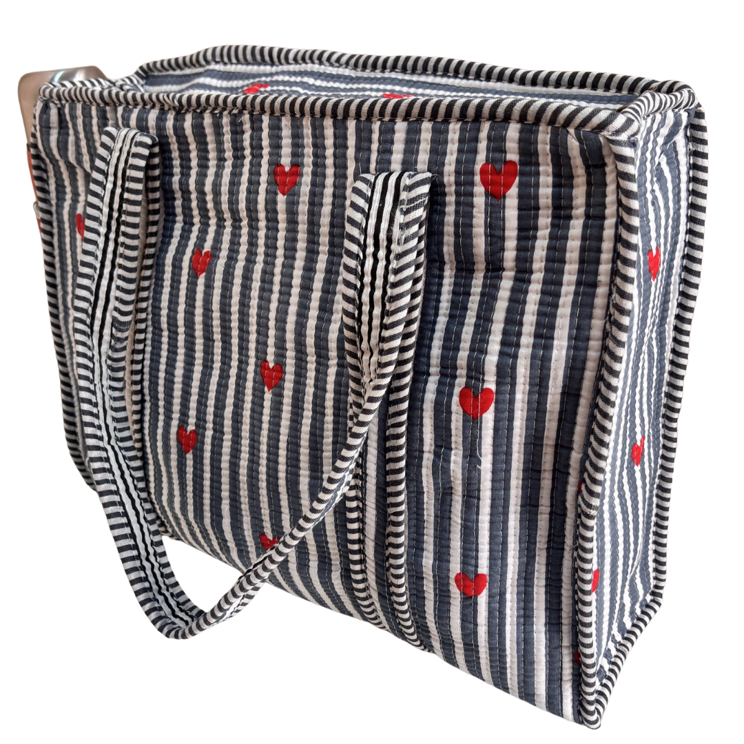 Artisan Quilted Bloom Quilted Cotton Tote - Handcrafted Shopping Companion