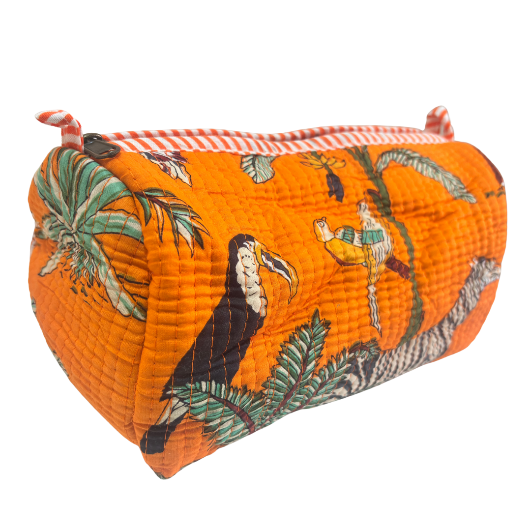 The Alfred Edition Travel Accessory:- Premium Handcrafted Waterproof Quilted Cotton Beauty/Travel Organizer Bag for Men & Women