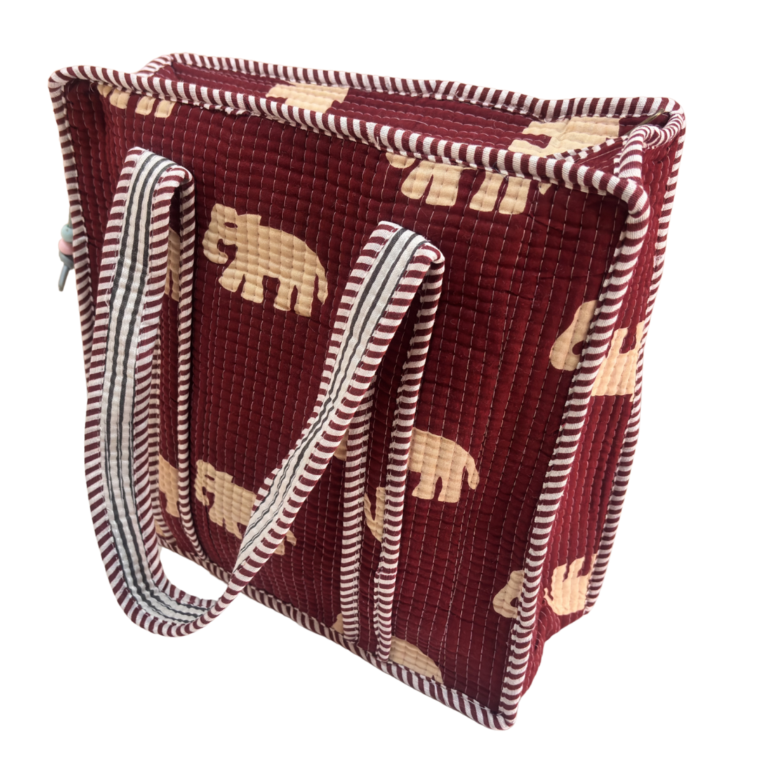 RajPadmini Handcrafted Quilted Cotton Ghar Se Mandir Edition - Tiffin & Pooja Carrier Collection