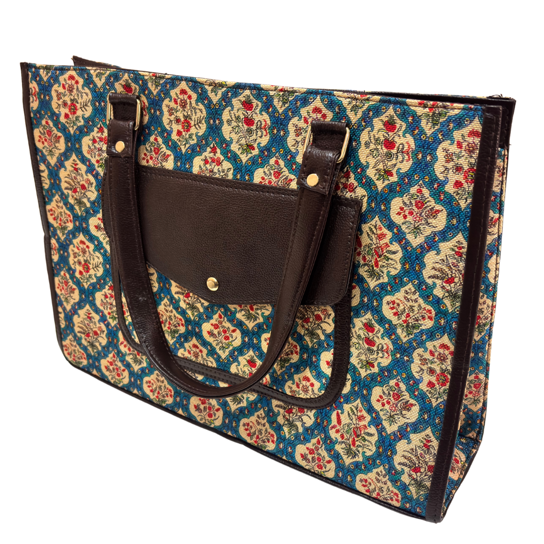 The House of RajPadmini Laptop Tote Bag with Matching Pouch | 16x14 inch