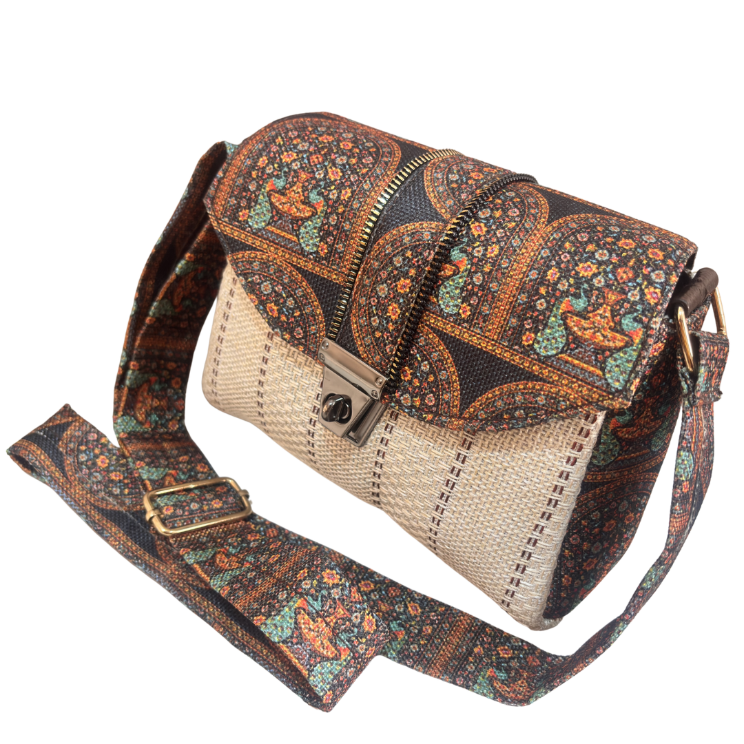 Handcrafted Jute Crossbody Sling Bag for Women — Double Partition Daily Sling with Cotton Lining | The House of RajPadmini