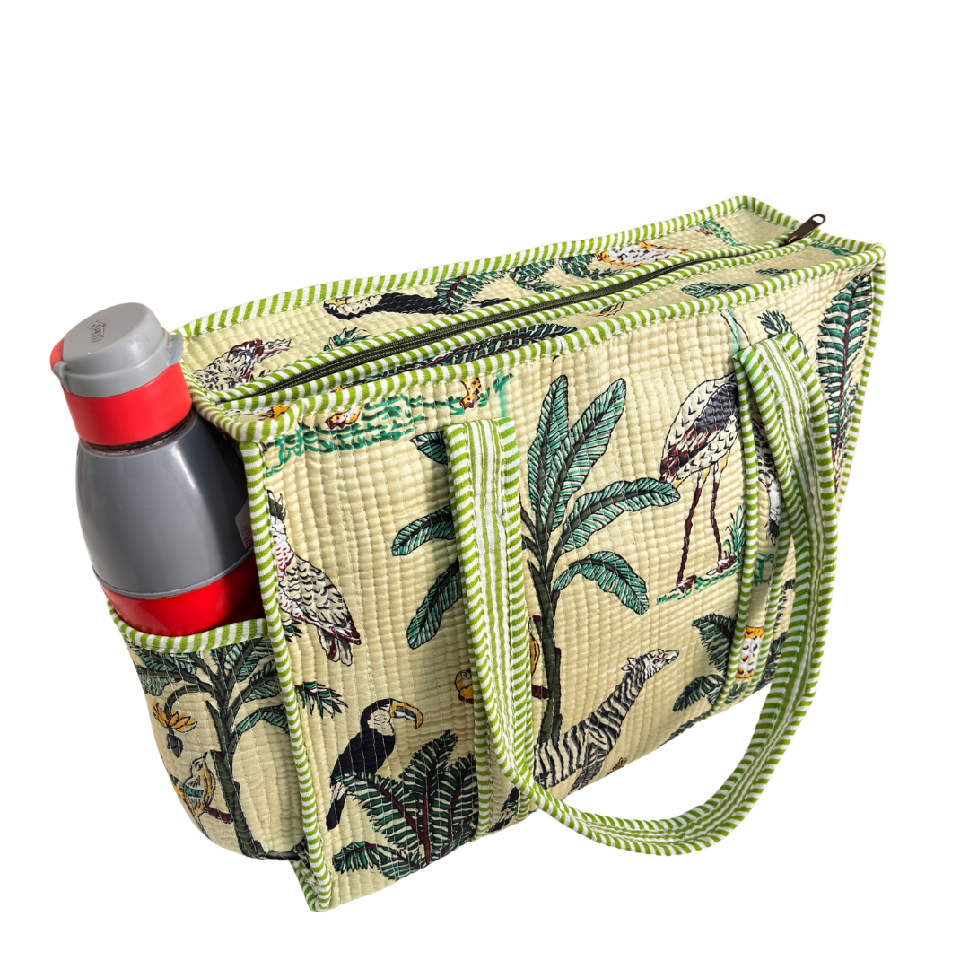 RajPadmini 4-in-1 Festive Gifting COMBO : Premium Quilted Tote Bag + 3 Waterproof Pouches = Your Complete Organization Solution!