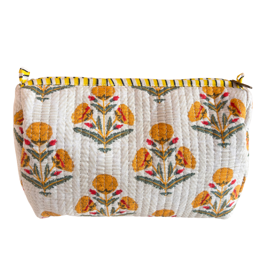 The Alfred Edition Travel Accessory:- Premium Waterproof Quilted White Cotton Beauty/Travel Organizer Bag for Men & Women (Set of 3) - The House of RajPadmini