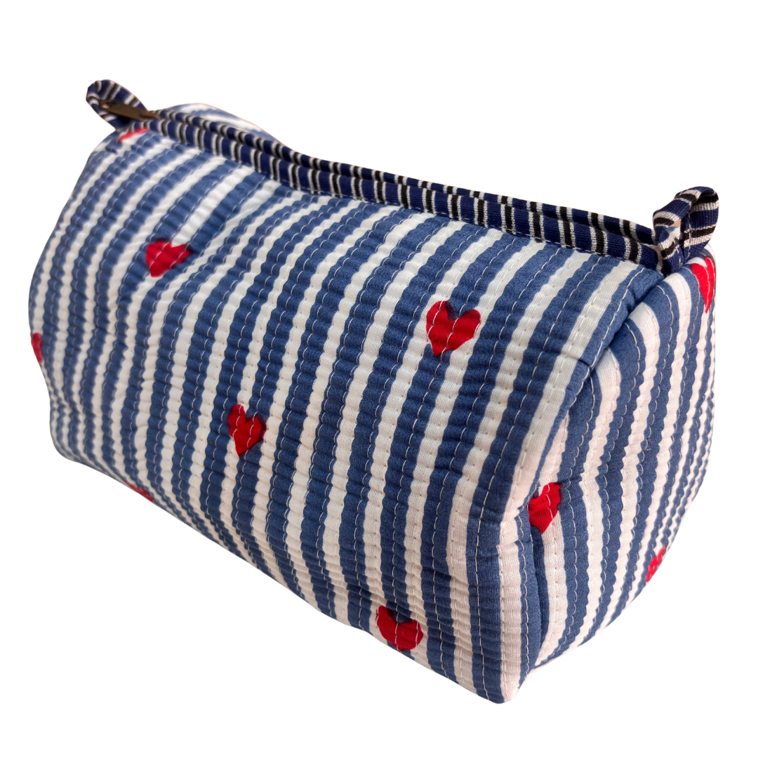 Quilted Cotton Travel Pouch Set of 3 – Waterproof Toiletry Organizer | Handcrafted in India