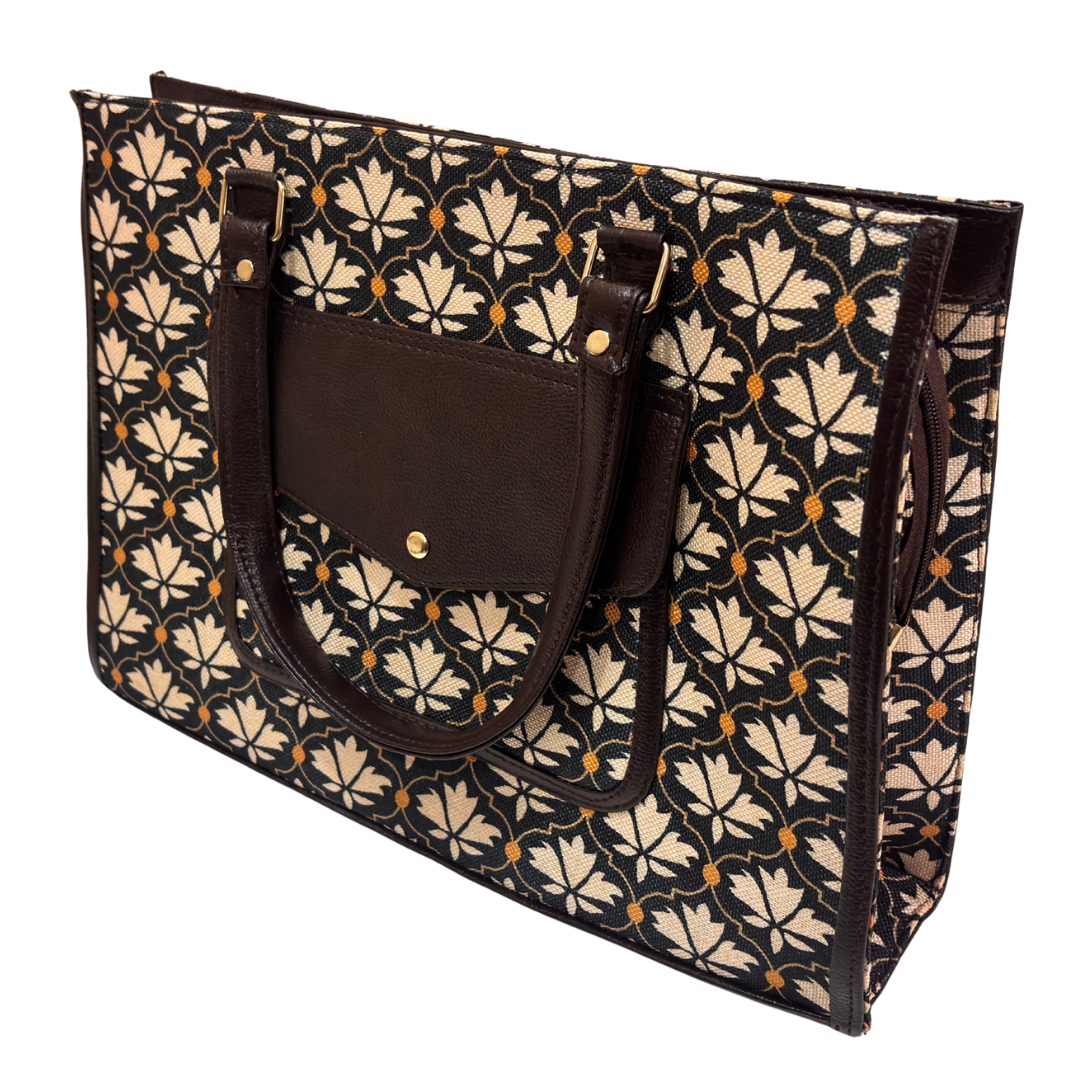 The House of RajPadmini Laptop Tote Bag with Matching Pouch | 16x14 inch