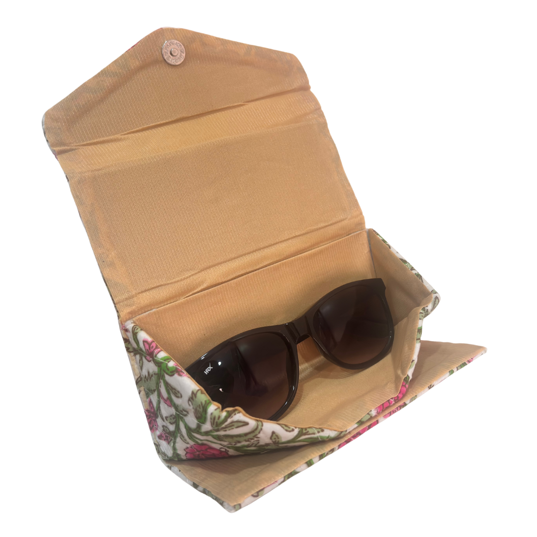 The House of RajPadmini Foldable Cotton Sunglass Case with Magnetic Closure