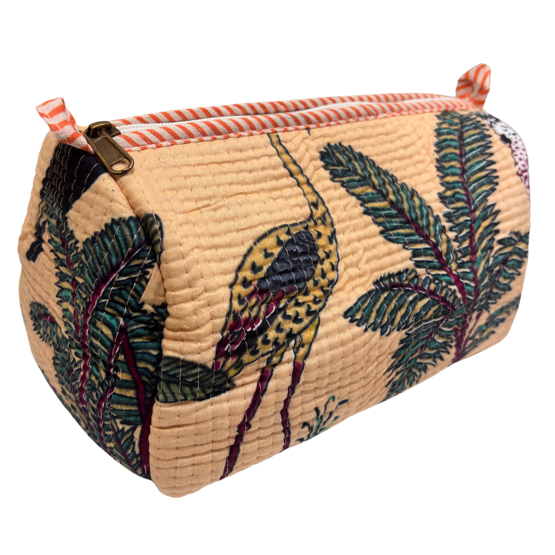 Quilted Cotton Travel Pouch Set of 3 – Waterproof Toiletry Organizer | Handcrafted in India
