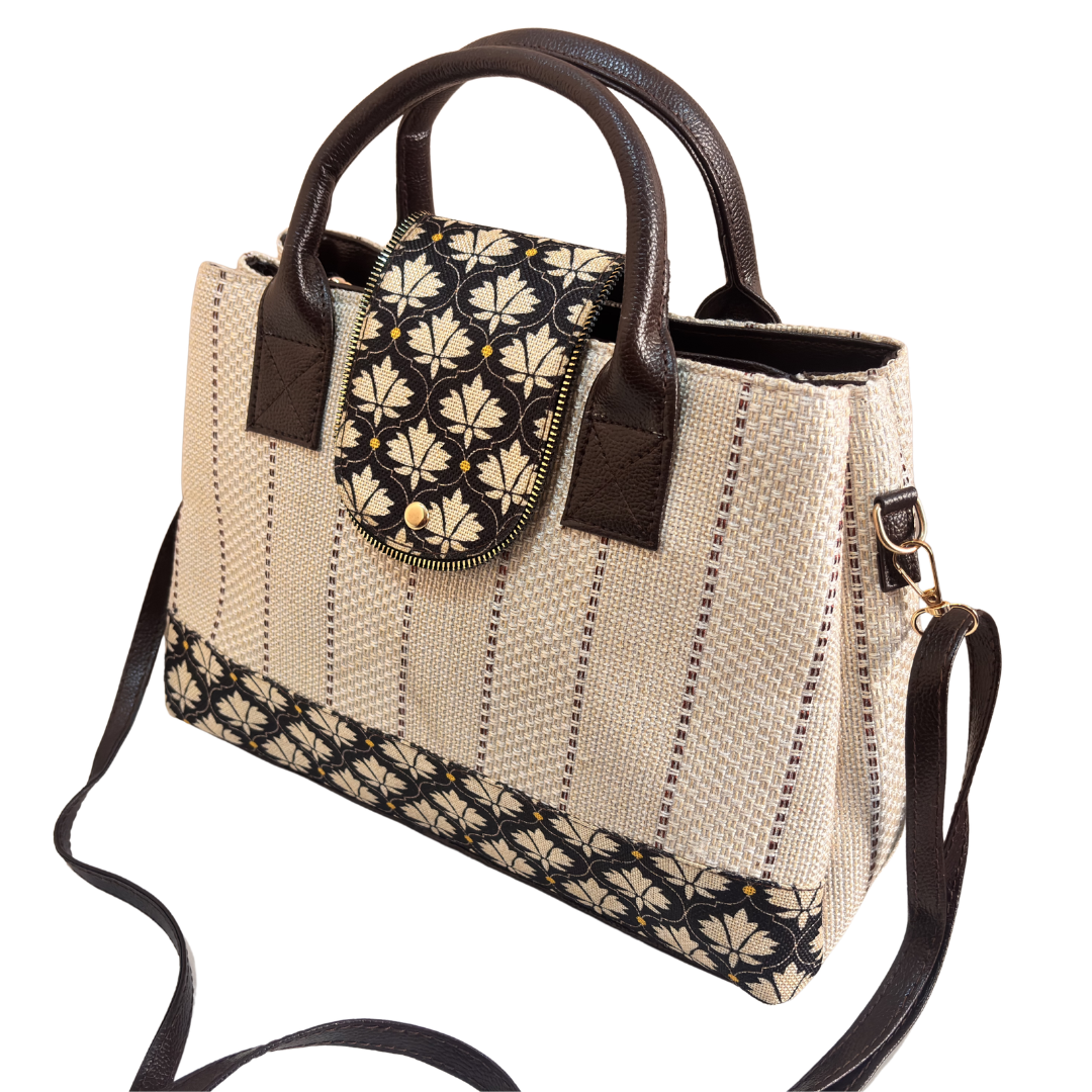Premium Jute Woven Handbag Covertible Sling with Complimentary Pouch