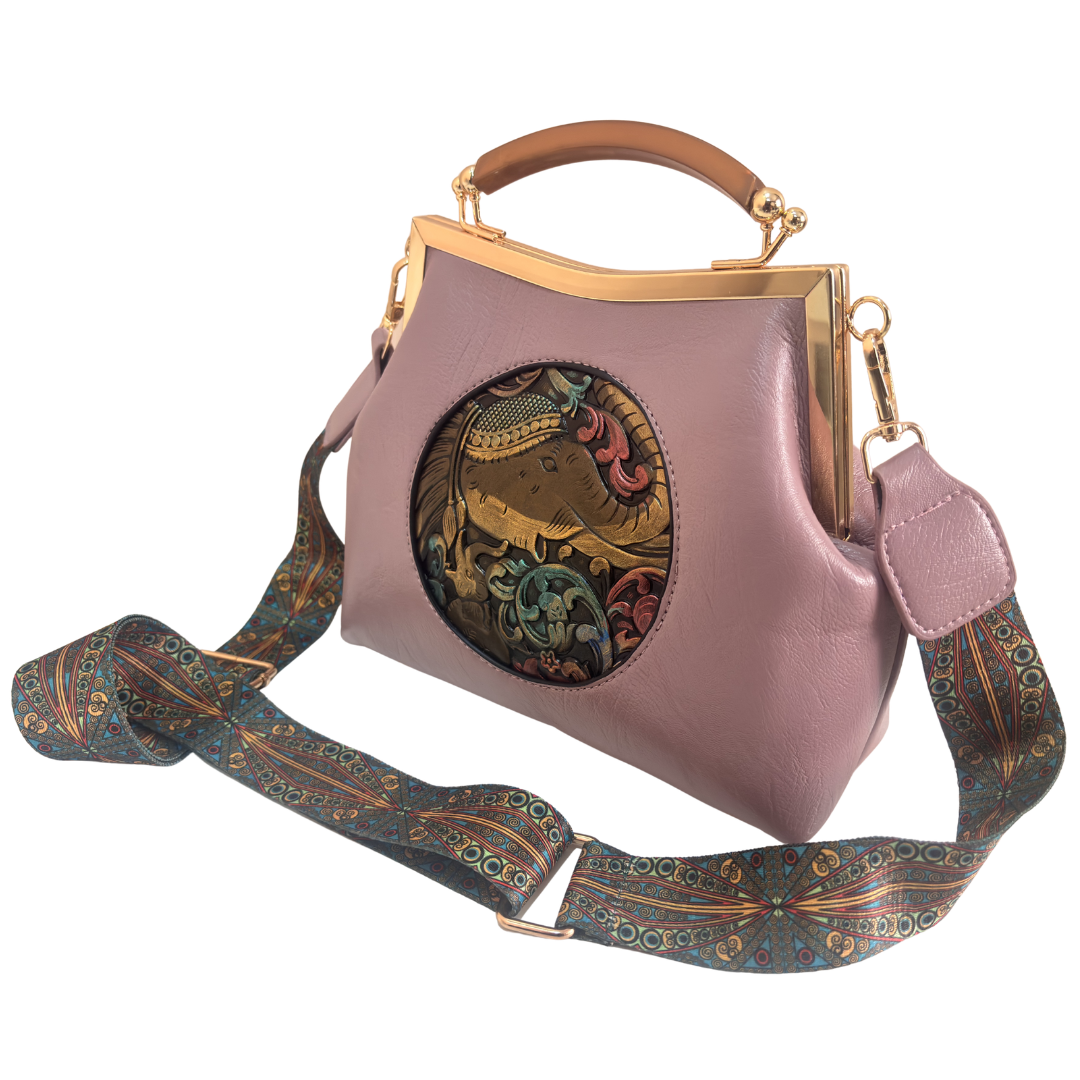 Metal Elephant Satchel Bag for Women | Handcrafted Sling Handbag with Top Handle | Ethnic & Festive | The House of RajPadmini