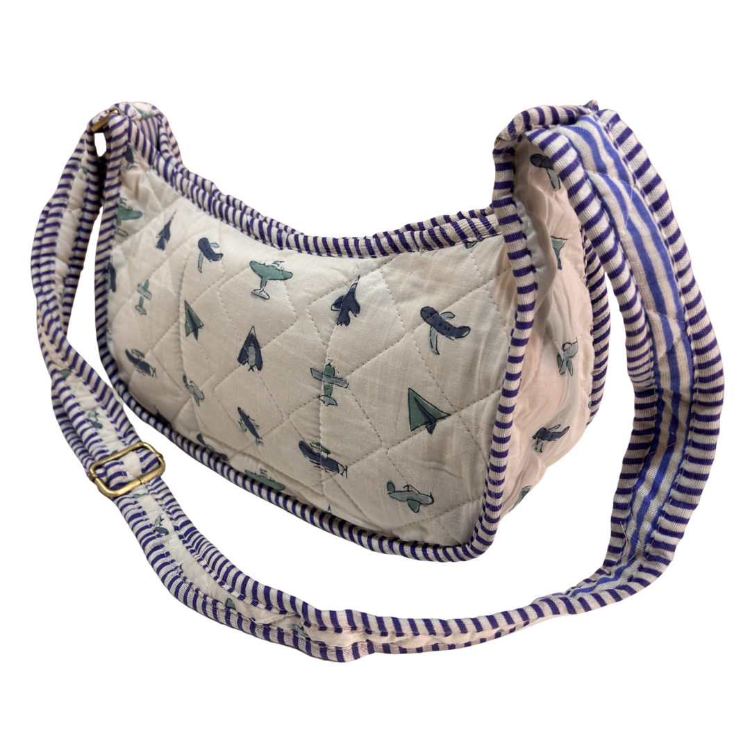 Quilted Cotton Moon Sling Bag for Women | Handcrafted Moon Crossbody Bag for Daily & Casual Wear | The House of RajPadmini