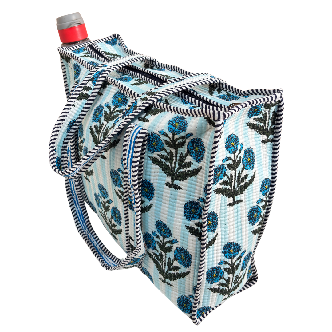 Artisan Quilted Bloom Cotton Tote - Handcrafted Shopping Companion
