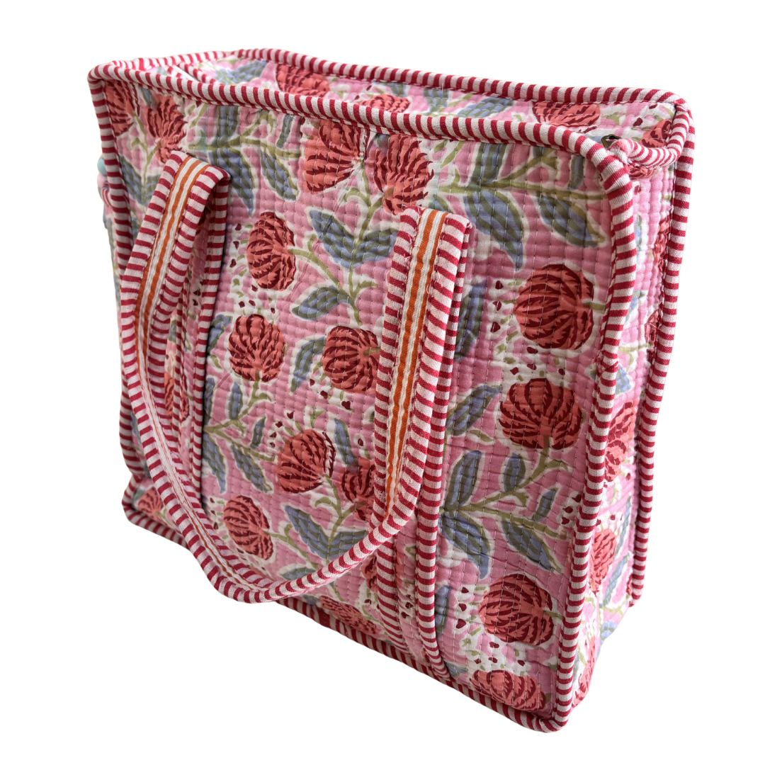 RajPadmini Handcrafted Quilted Cotton Ghar Se Mandir Edition - Tiffin & Pooja Carrier Collection