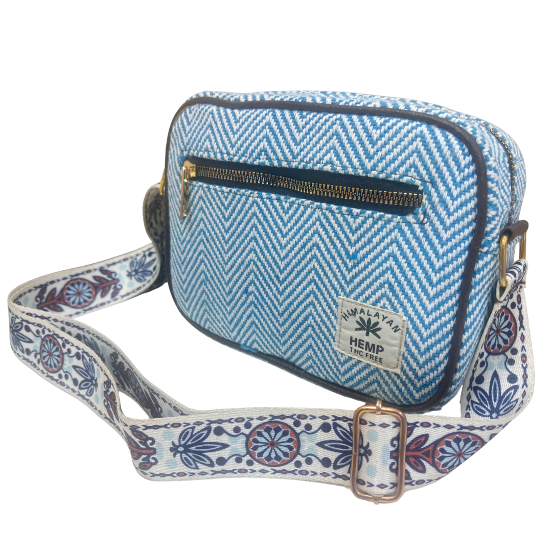 The RajPadmini Planet-Friendly Azure Blue Hemp Adventure Sling Bag