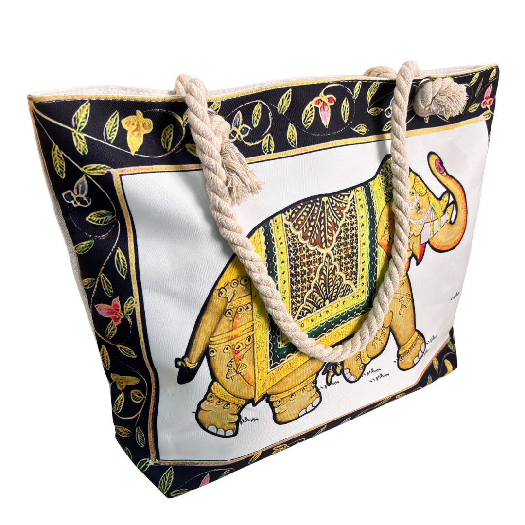 The Beach Party Edition:- Elephant Print Beach Tote Bag with complimentary Pouch