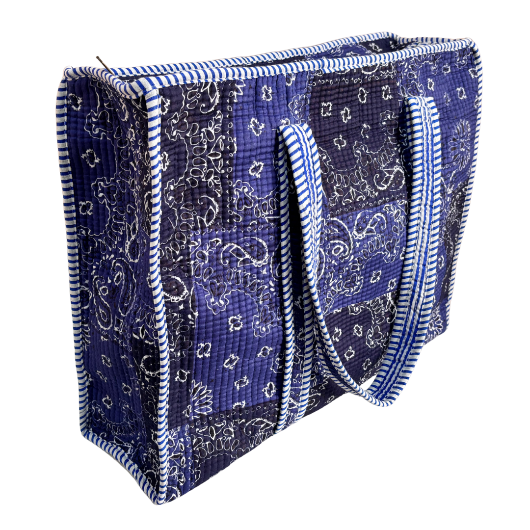 4-in-1 Festive Gifting COMBO : Premium Quilted Tote Bag + 3 Waterproof Pouches = Your Complete Organization Solution!