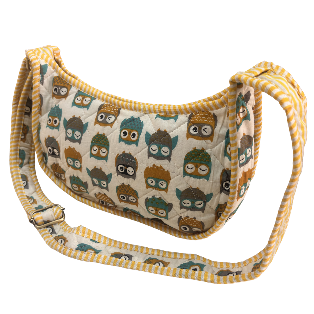 Quilted Cotton Moon Sling Bag for Women | Handcrafted Moon Crossbody Bag for Daily & Casual Wear | The House of RajPadmini