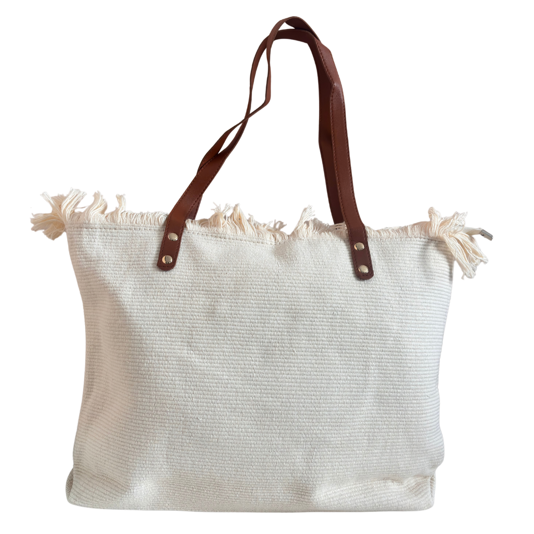 Beaded Canvas Tote Bag for Women | Hand-Embellished Bohemian Tote