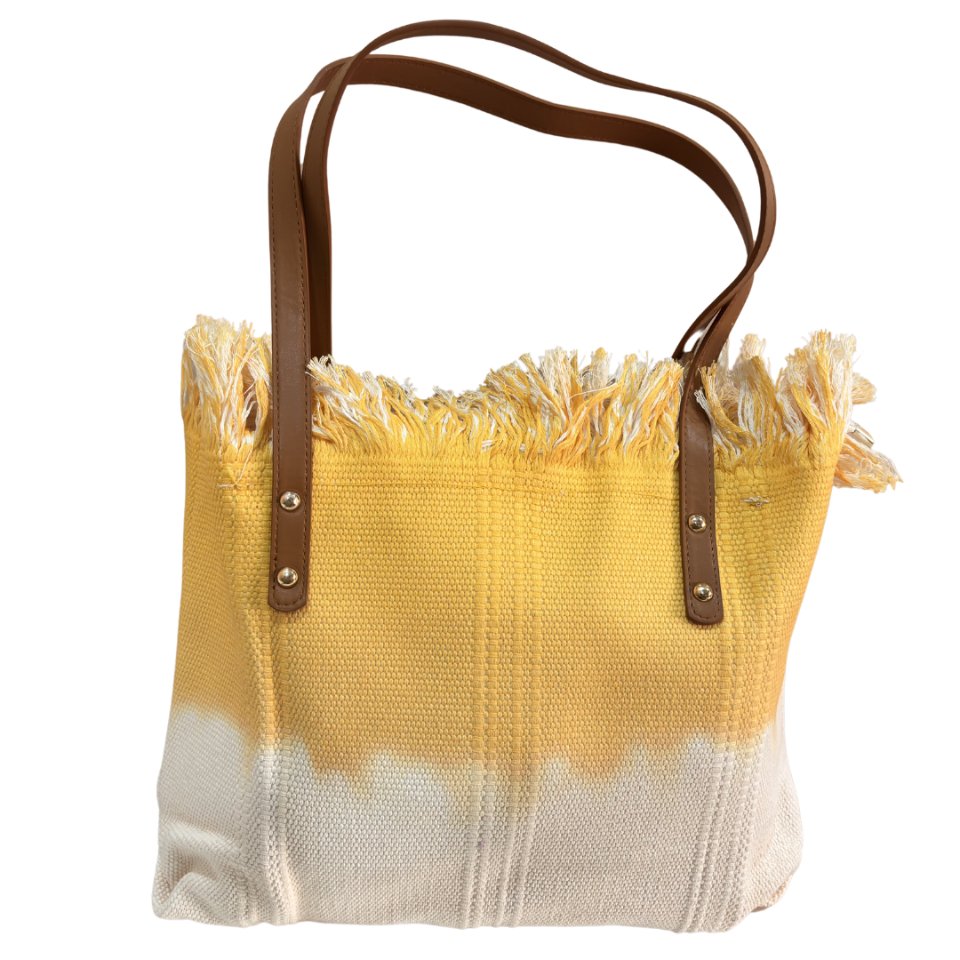 Vibrant Summer Canvas Tote Bag — Handcrafted Cotton Canvas in Orange, Yellow & Purple | The House of RajPadmini