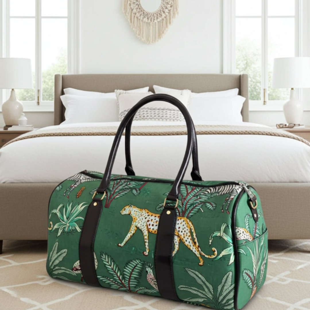 The House of RajPadmini Animal Print Cotton Duffle Bag