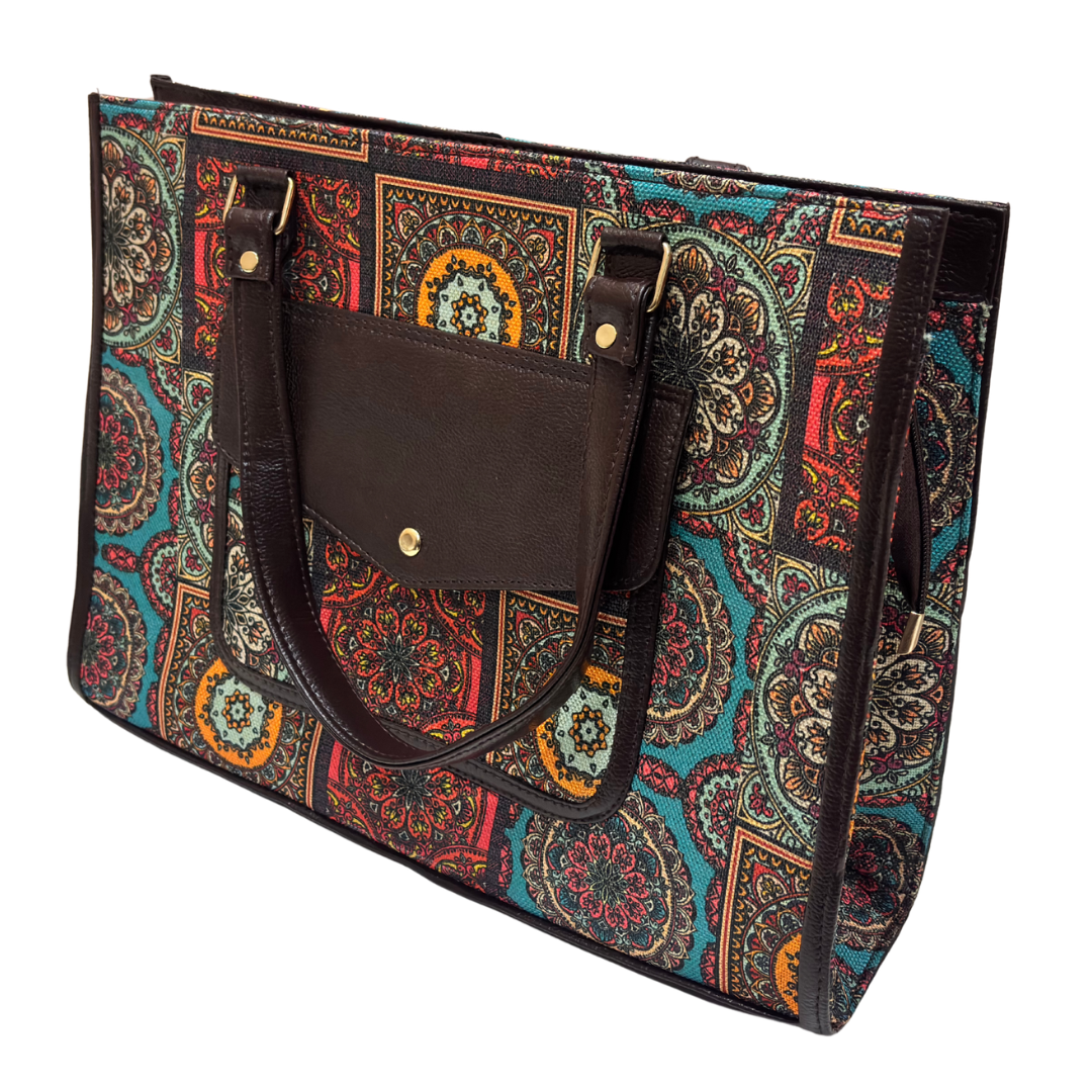 The House of RajPadmini Laptop Tote Bag with Matching Pouch | 16x14 inch