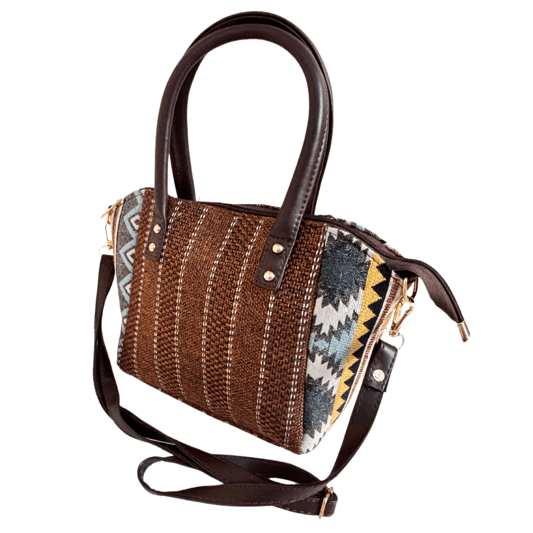 The Saheli Edition:- Women's Coffee Brown Jute Handbag and convertible Sling