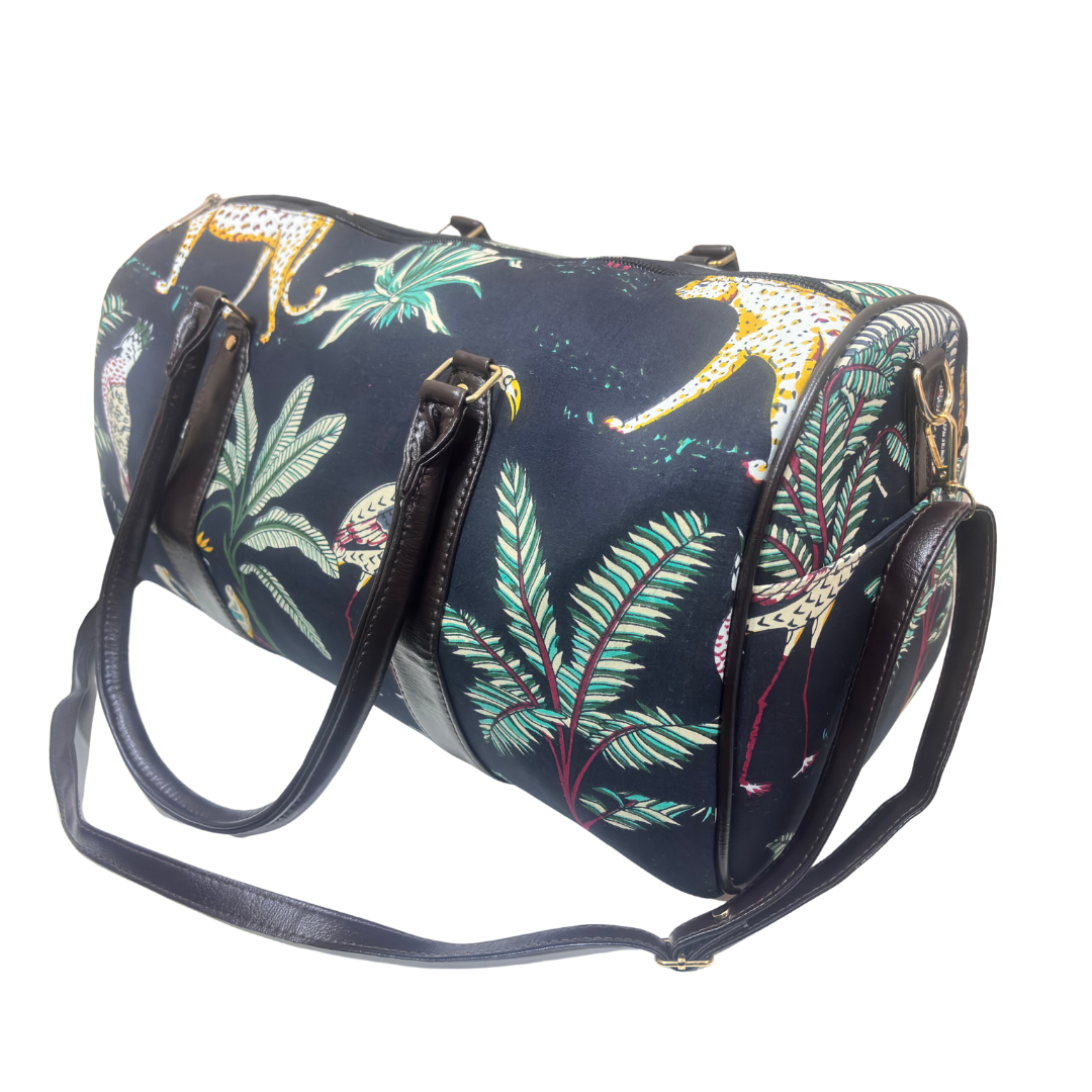 The House of RajPadmini Animal Print Cotton Duffle Bag