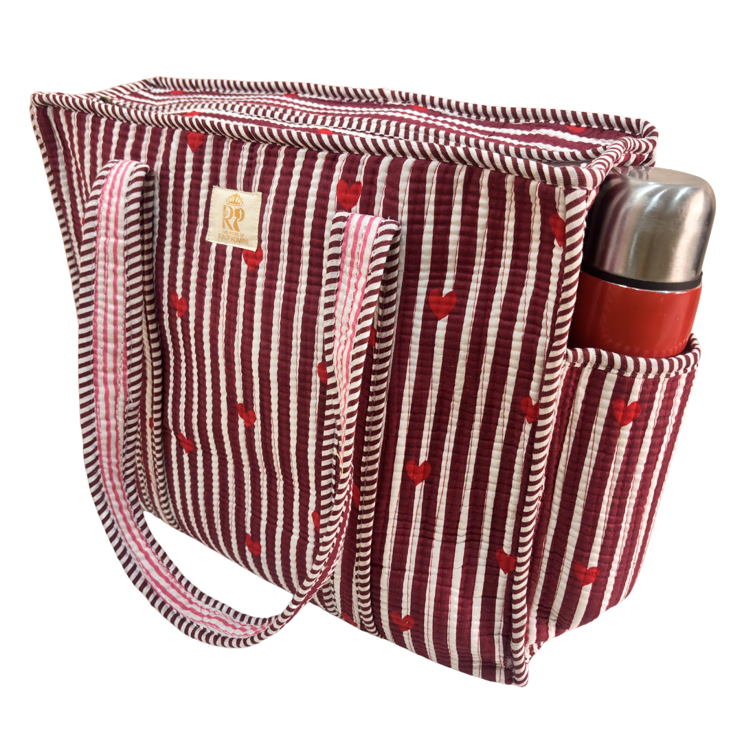 RajPadmini 4-in-1 Super Mom's Edition COMBO : Premium Quilted Tote Bag + 3 Waterproof Pouches = Your Complete Organization Solution!