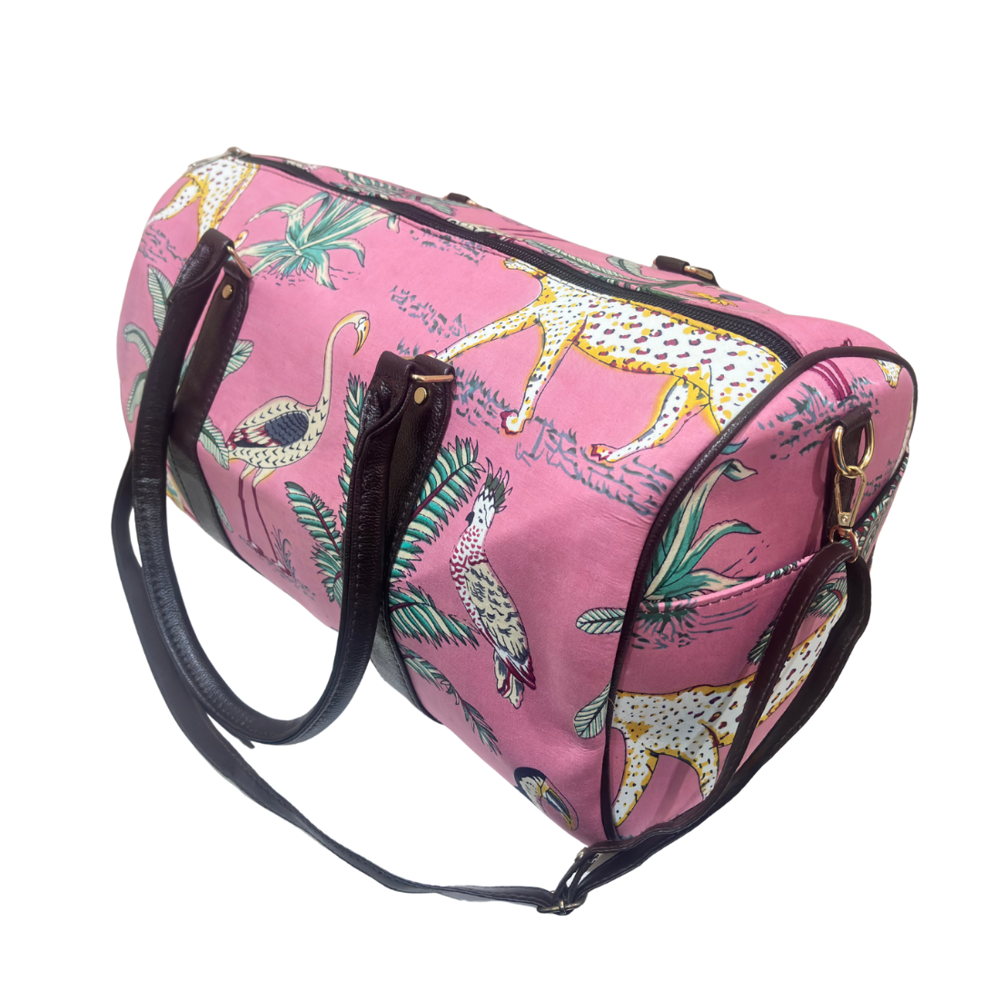 The House of RajPadmini Animal Print Cotton Duffle Bag