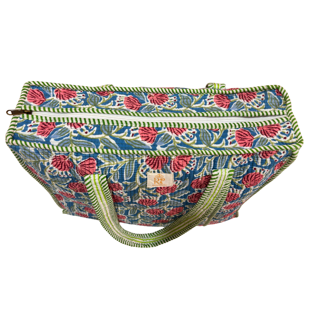 Quilted Cotton Shopping Tote Bag – Block Print, Handcrafted | The House of RajPadmini