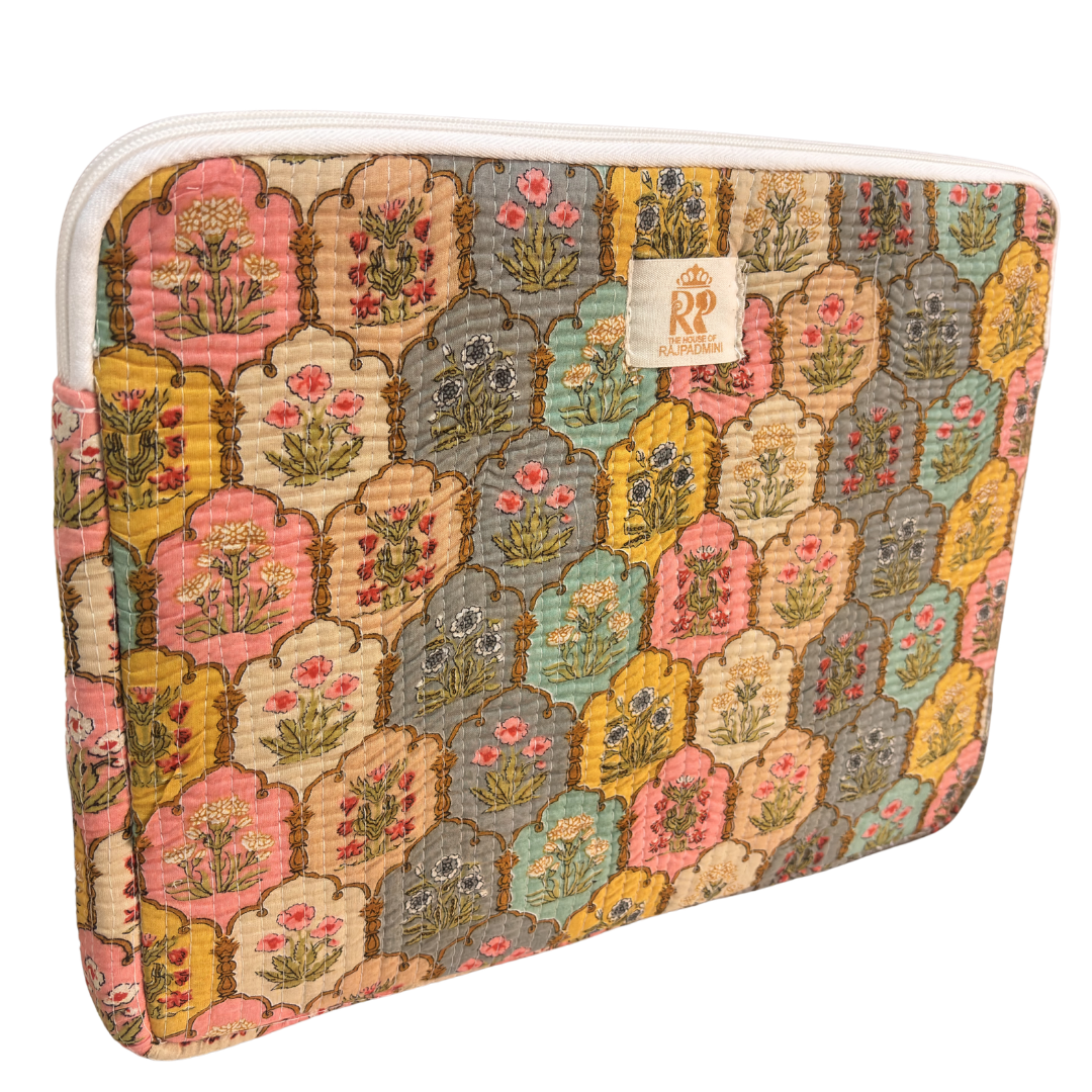 Classic Yellow laptop sleeve interior soft cotton lining protecting a 14-inch laptop