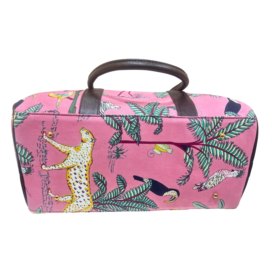 The House of RajPadmini Animal Print Cotton Duffle Bag