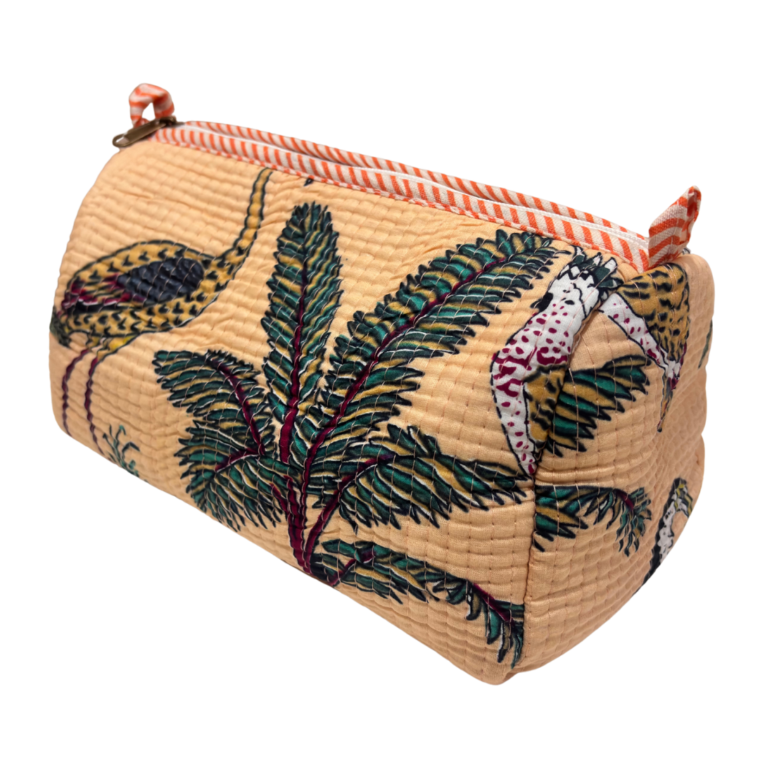 Quilted Cotton Travel Pouch Set of 3 – Waterproof Toiletry Organizer | Handcrafted in India