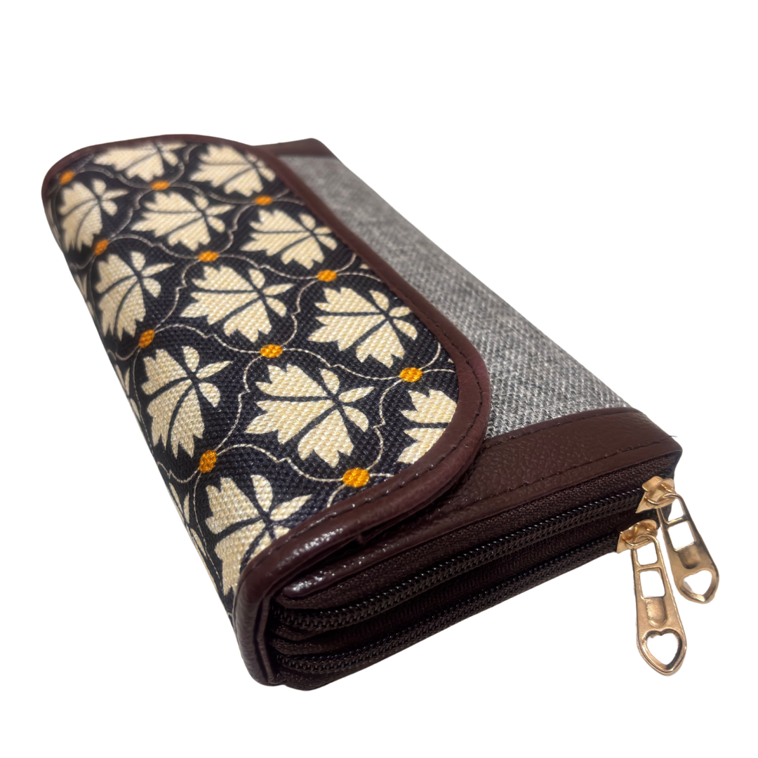 The Hamsafar Edition:- Women's Ethnic Jute Fabric Wallet with Double Partition