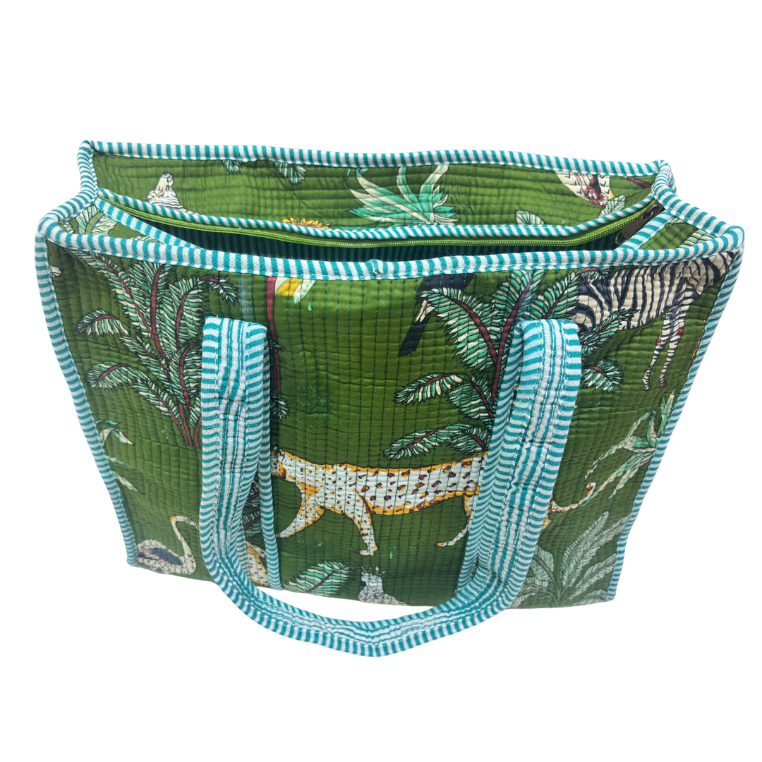 RajPadmini 4-in-1 Festive Gifting COMBO : Premium Quilted Tote Bag + 3 Waterproof Pouches = Your Complete Organization Solution!