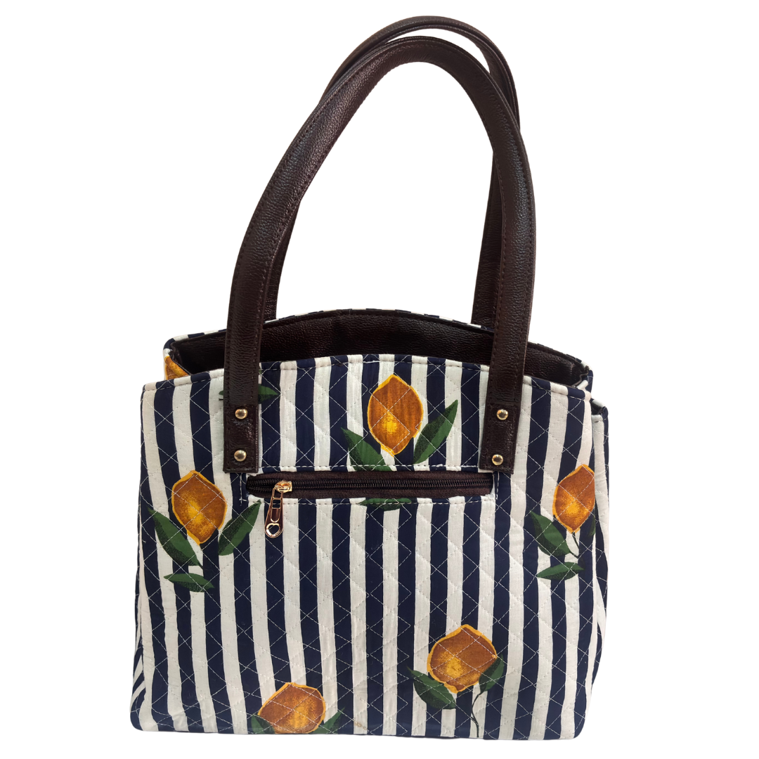 The House of RajPadmini Cross Quilted Cotton Tote Bag with Matching Pouch