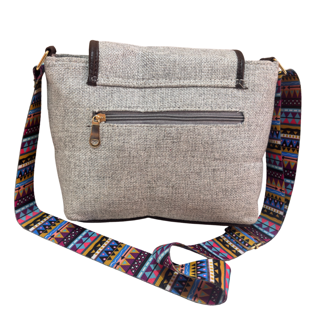 Medallion Embossed Jute Sling Bag